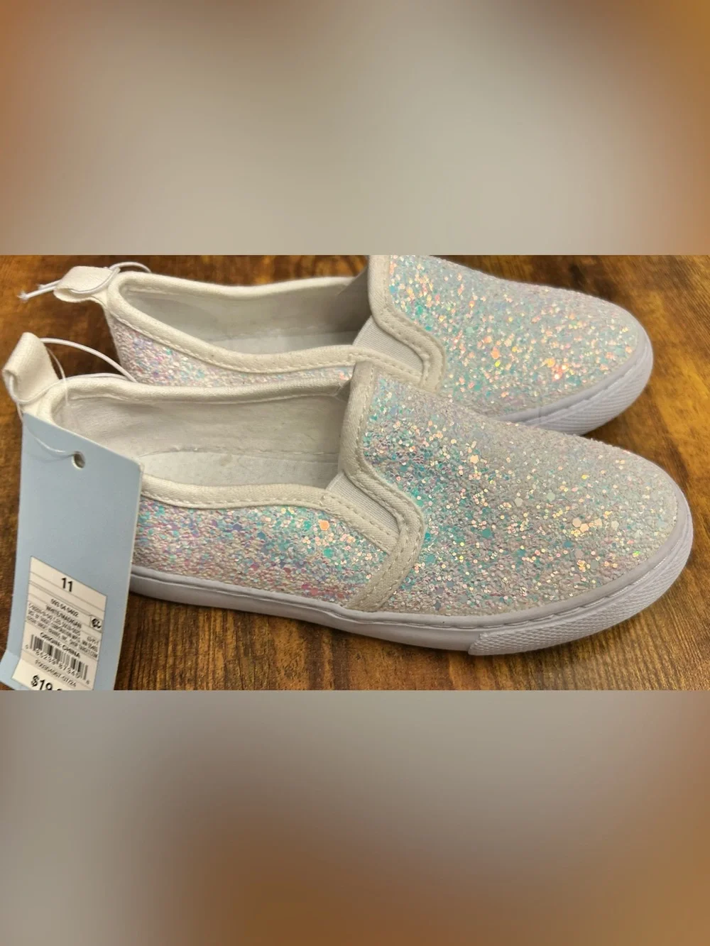 Toddler Madigan Slip-on Glitter Sneakers - Cat & Jack™ White Size 11T FLAWED